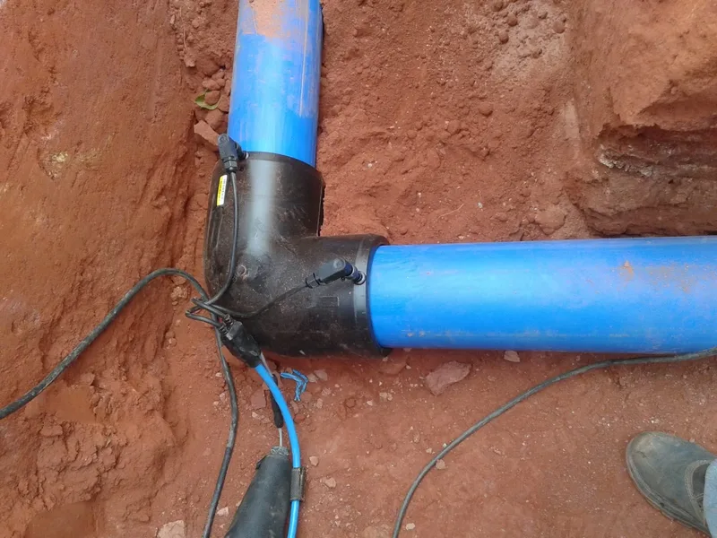 Máquina Elektra de eletrofusão conectada em tubo PEAD