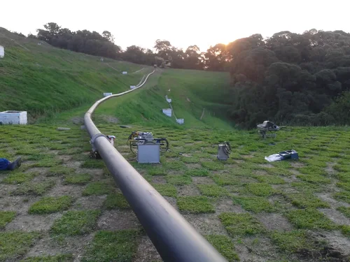 Tubulação PEAD instalada no aterro sanitário Via Solo em Rio Negrinho SC